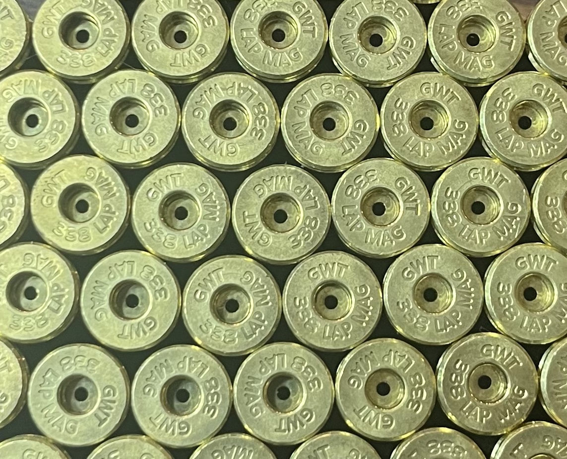 Previously Fired Nosler Headstamp Polished 338 Lapua Mag Brass Casings  20/Bag - Budget Shooter Supply