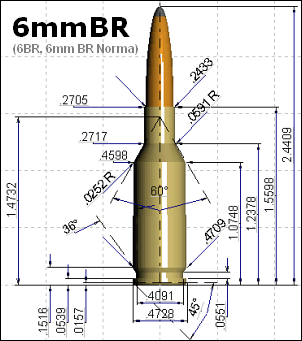 6BR 6mmBR 6mm BR Norma 6BR Remington blueprint diagram